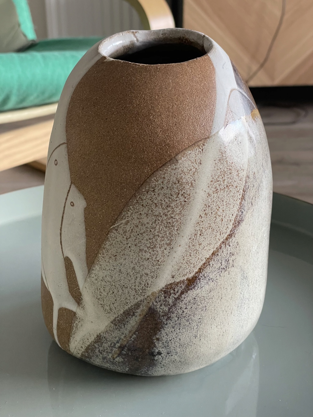 Vase en terre / grès vernissé monogramme AS  Img_7715