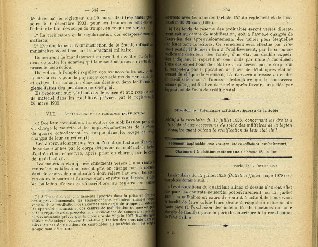 Centre de Mobilisation : Création et organisation + liste 1930 Bopp-125