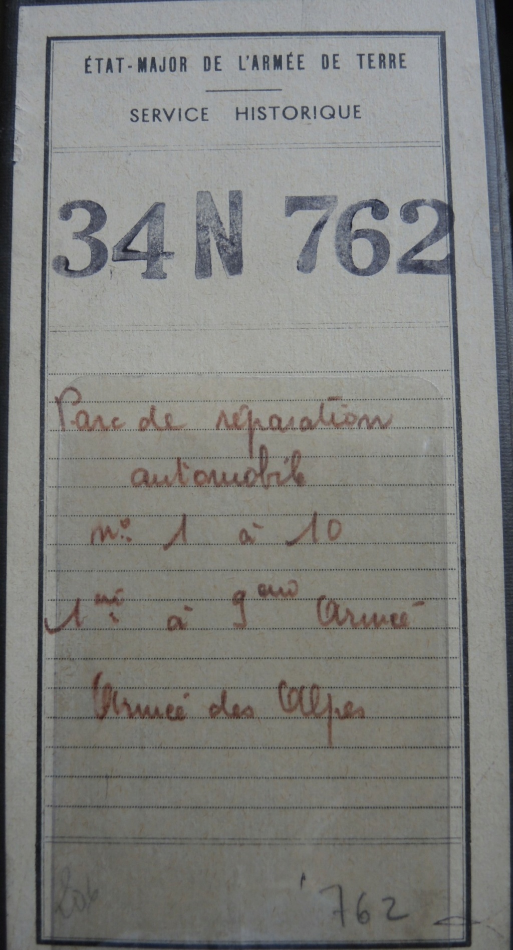 Parcs de Réparations Automobiles d'Armée = P.Auto+N°Armée Pra-au12