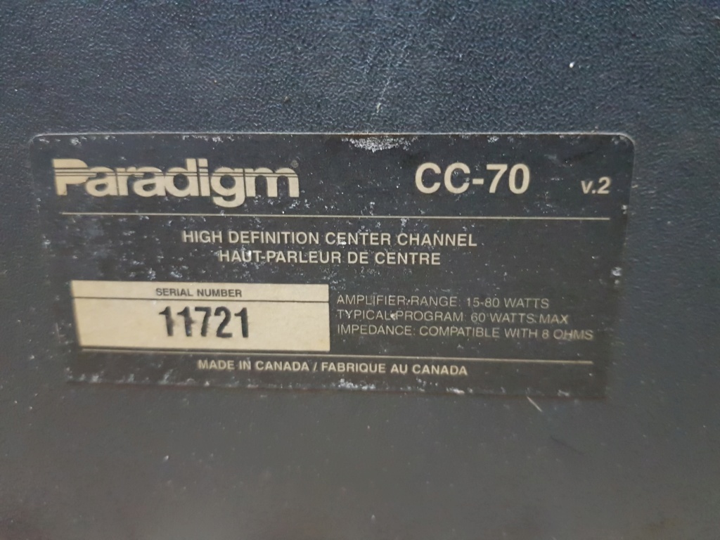 Paradigm cc-70 v2 High Definition Center Speaker (price reduced) 20191197