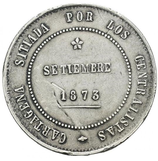 5 pesetas de 1873. Revolución Cantonal. Cartagena. 1873re10
