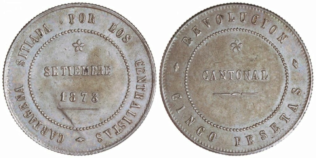 5 pesetas de 1873. Revolución Cantonal. Cartagena. 49986810