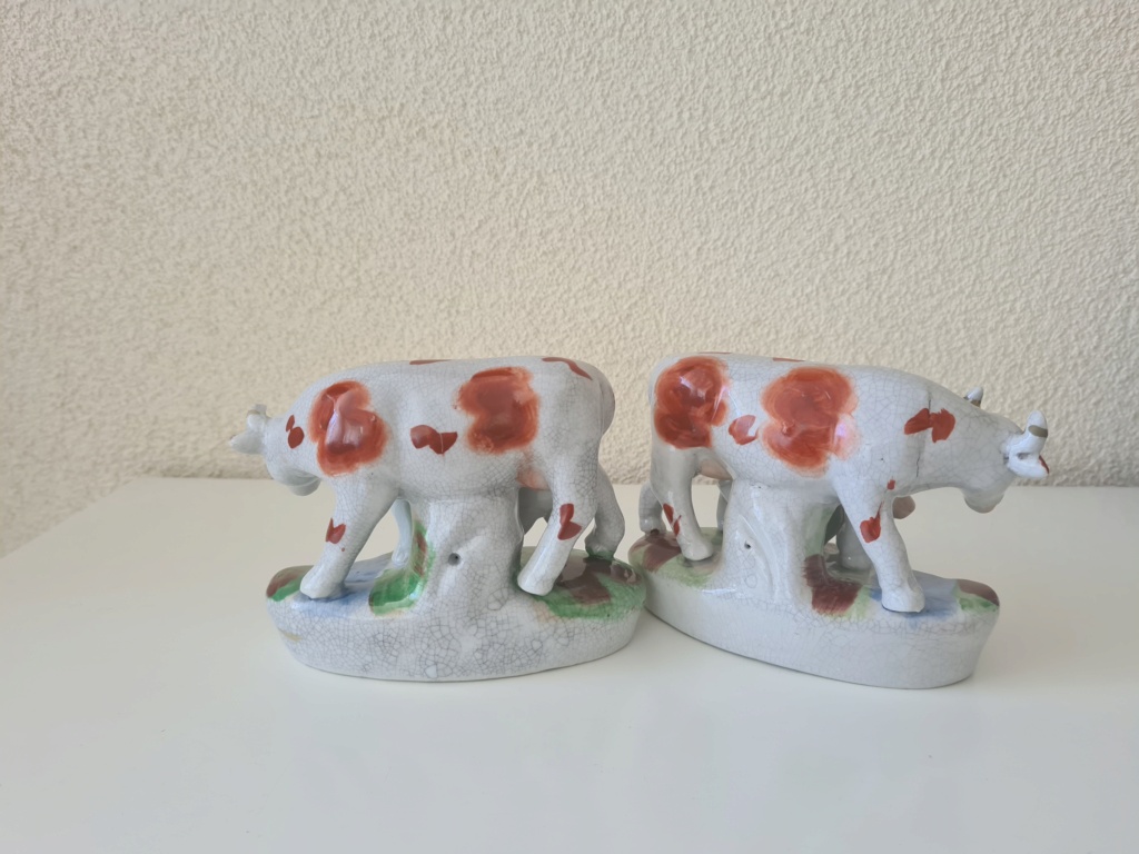 Cow & calf figurines - Staffordshire? earthenware ? 20200812