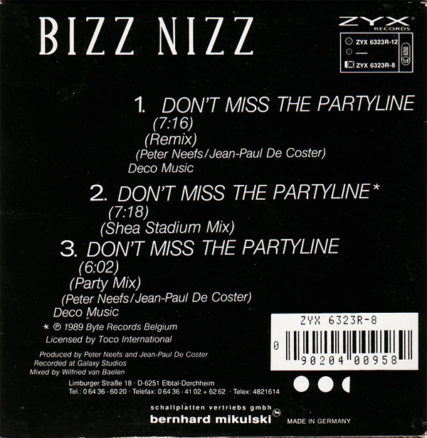 remix - Bizz Nizz - 1990 - Don't Miss The Partyline (Remix) Back11