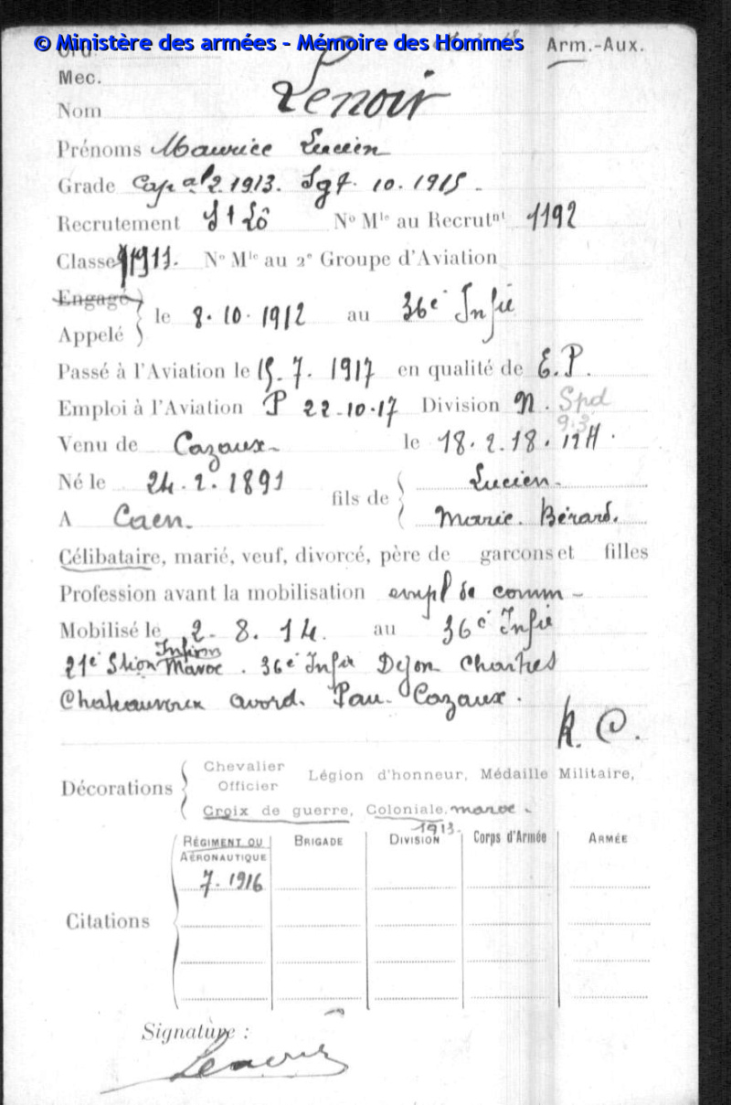 Maurice LENOIR Pilote militaire 14-18 Archiv13