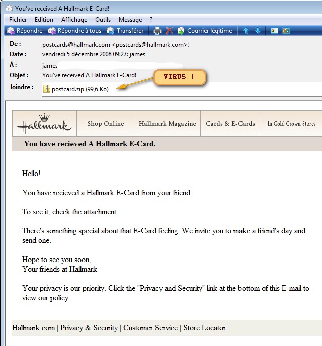 Hallmark E-Card = VIRUS 2008-120