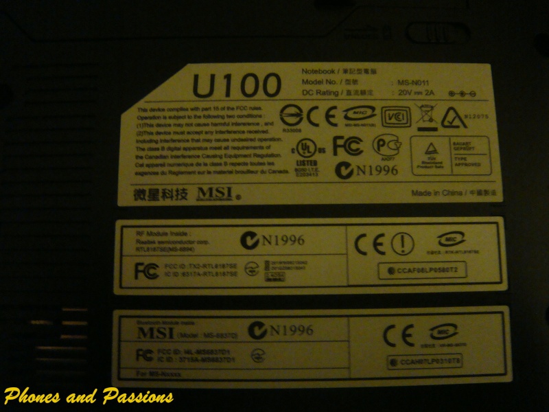 Revue photo du PC portable MSI Wind Notebook U100 black Dsc00145