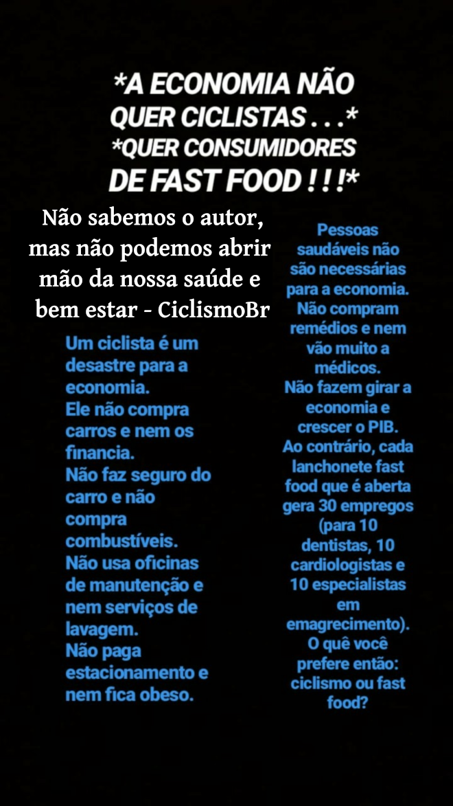 Bike é péssimo para a economia de um país? Tá, e daí? Ciclis10