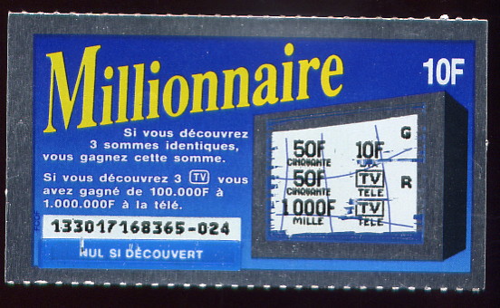 millionnaire - Ticketliste MILLIONNAIRE Mm11