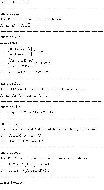 des exos d'ensembles ( très urgent) Serie10