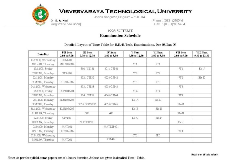 enquiring time table 98sch10