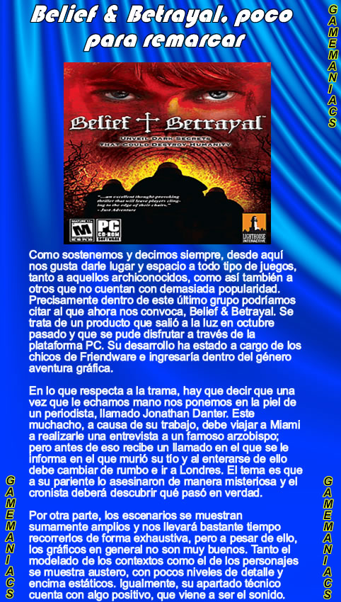 GAME MANIACS REVISTA 1º EDICION Belief10