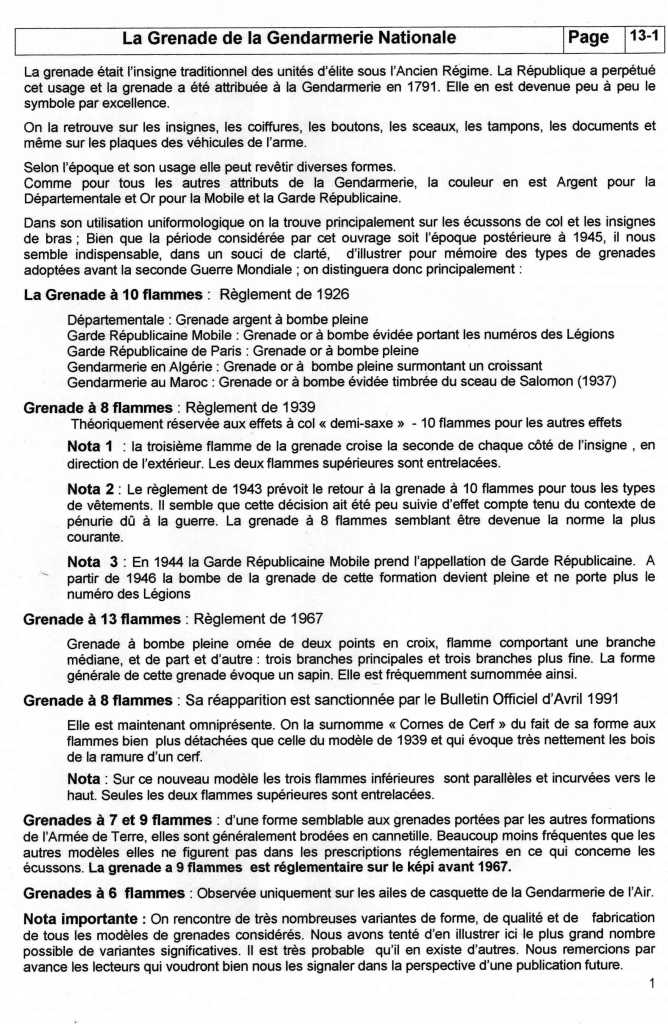 Insignes de la gendarmerie, les grenades. 11110