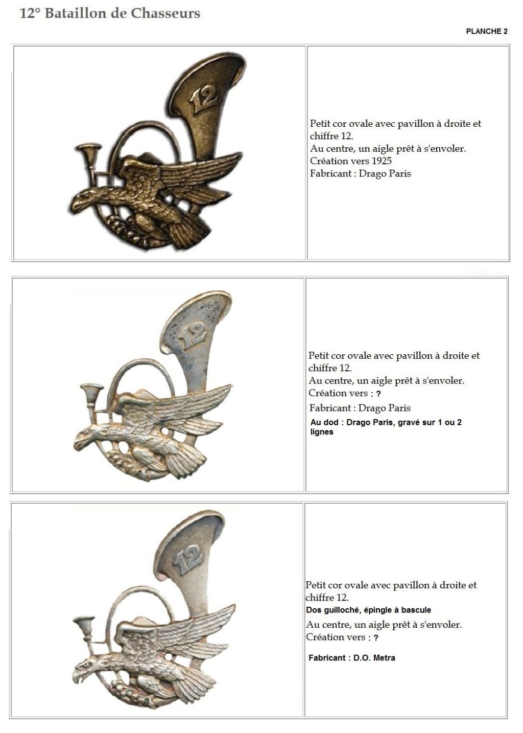 Les insignes de bataillons- Mise à jour... 12e_pl15