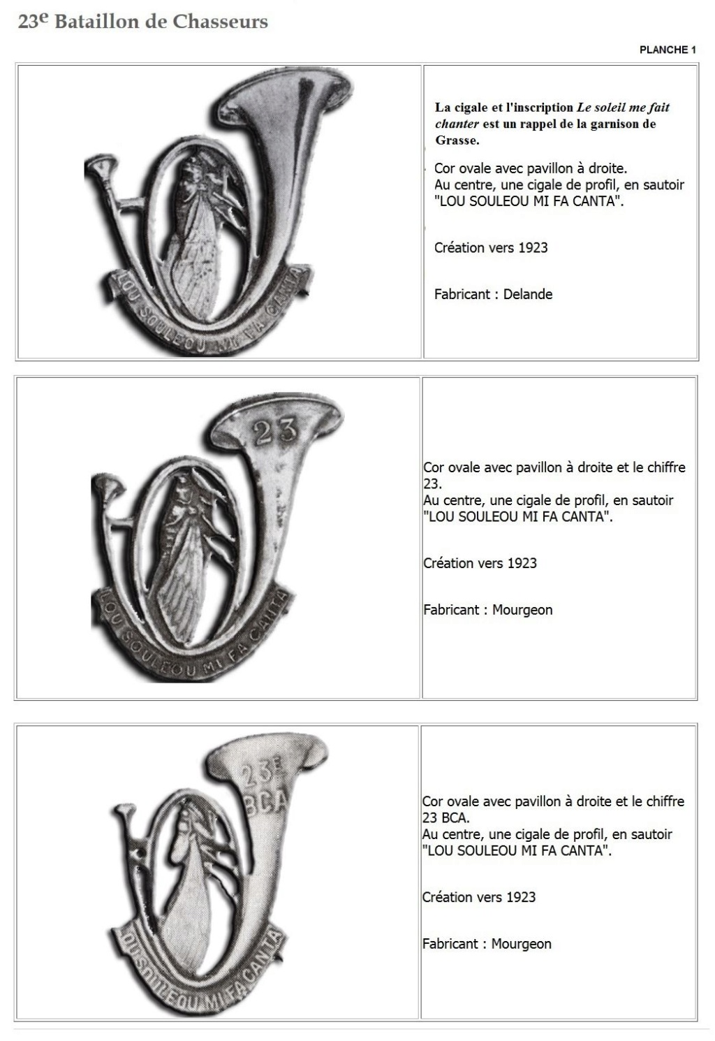 Les insignes de bataillons- Mise à jour... - Page 2 23e_pl11