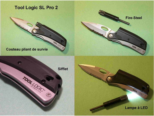 Couteau pliant de survie et autres trucs compact tout en un. Tl-pro10