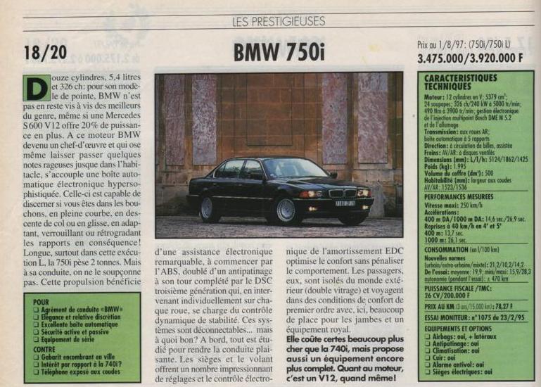 Essais et revues de presse - BMW e38 tous modèles 750i10