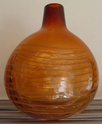 Brown bottle vase with white swirl - any ideas? Ad110