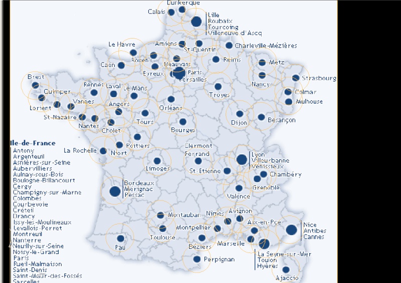 Cartes des sites nucléaires en France dispersion par les vents Impact17