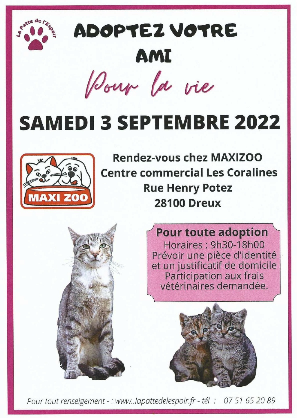 3 septembre 2022 : Journée Adoption-collecte au Maxizoo- Dreux (28) Affich10