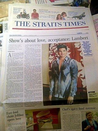 9 : 3 : 2013 : Headlines : Adam Lambert : Adam Lambert flaunts both style and substance at Singapore show 15041810