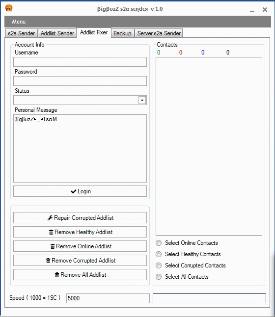 BigBuzZ s2a Sender v 1.0 Coded By xcal!b@nimbuzz.com 311