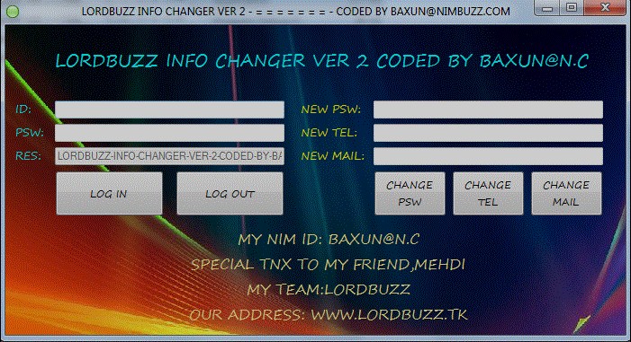 LORDBUZZ INFO CHANGER VER 2 CODED BY BAXUN Lord11