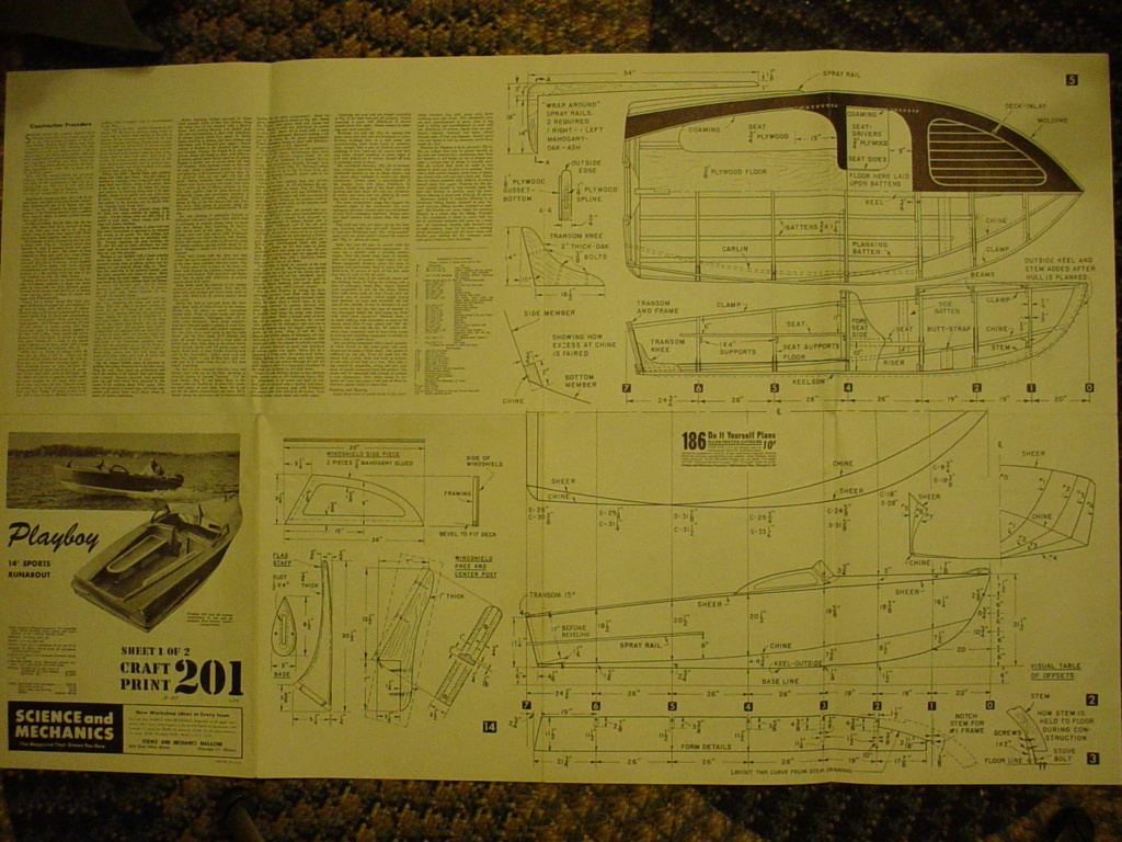 Science and Mechanics magazine's "Playboy" 14' plywood runabout plans.. circa 1950's 14_pla12
