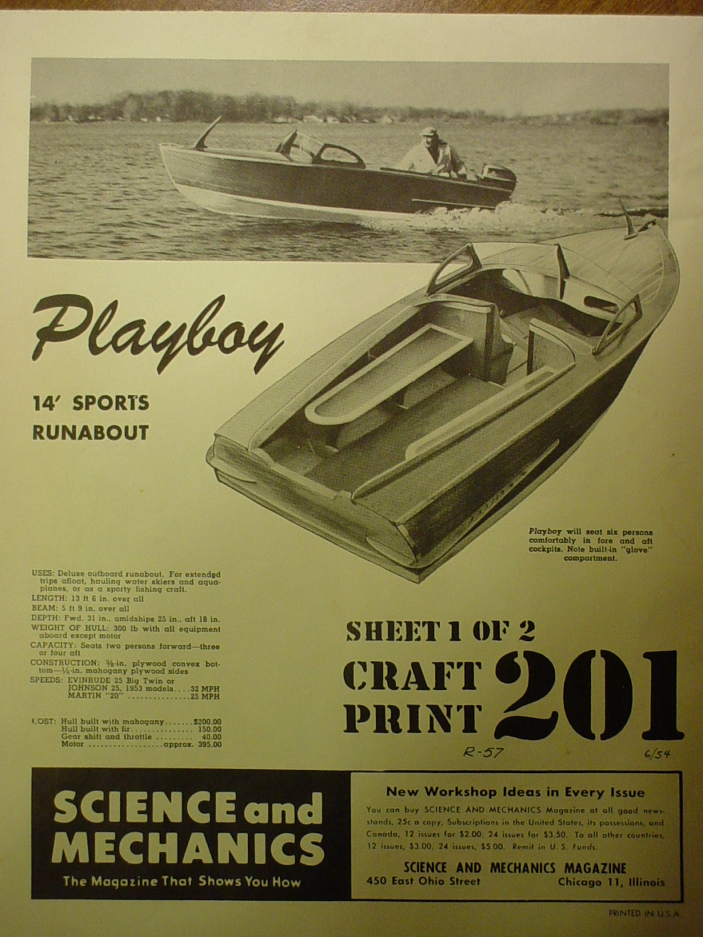 Science and Mechanics magazine's "Playboy" 14' plywood runabout plans.. circa 1950's 14_woo10