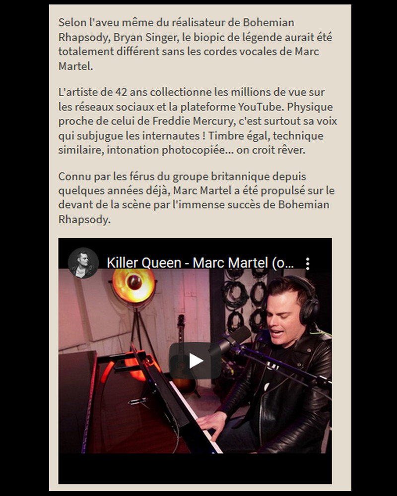 MARC MARTEL   SOSIE VOCAL de FREDIE MERCURY  Sans3901