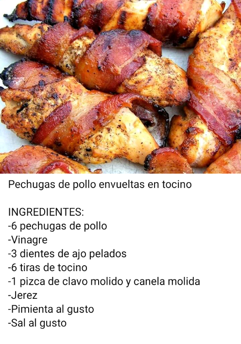 Pechugas de pollo envueltas en tocino Scr14655