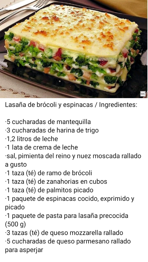 Lasaña de brócoli y espinacas Scr14870