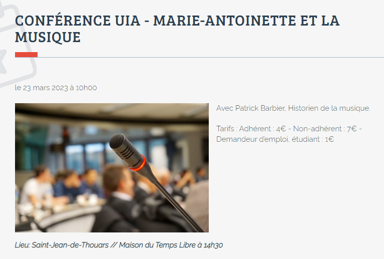 Conférence par Patrick Barbier : Marie-Antoinette et la musique Tzolzo24