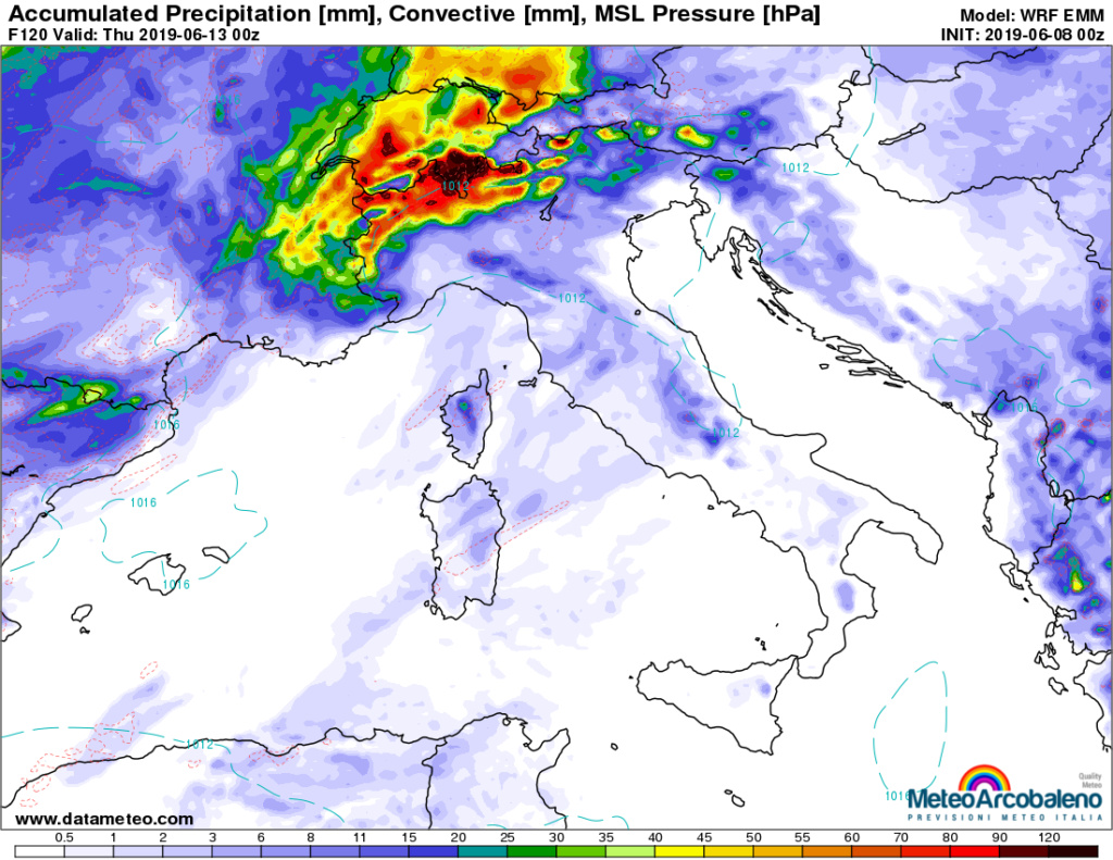 Precipitazioni fino a Mercoledi 12 Giugno  Cumulo10