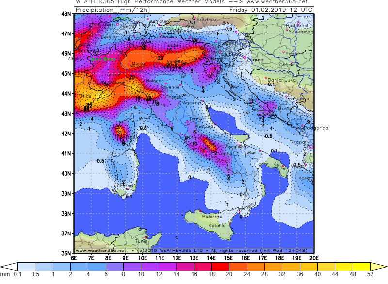 Aggiornamento mappe ITALIA per VENERDI 1 Febbraio Italia10
