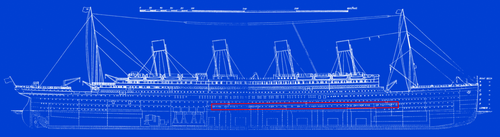 Quelle est la fonction des triangles visibles entre ponts du Titanic ? Titani11