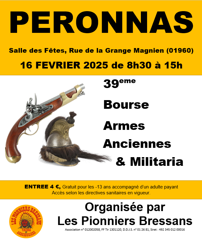 Bourse aux armes de Peronnas le 16 février 2025 de 8h30 à 15h00 Affich10