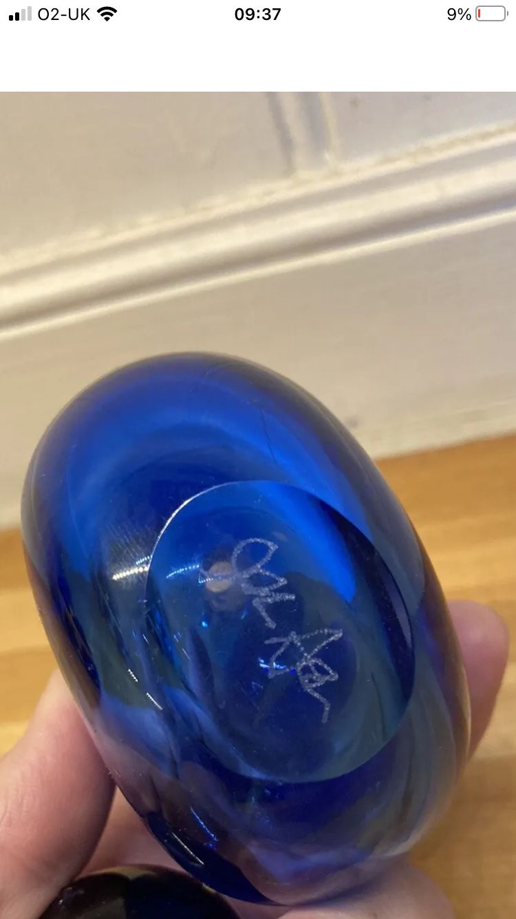 Signed cobalt blue perfume / ink well Img-2011