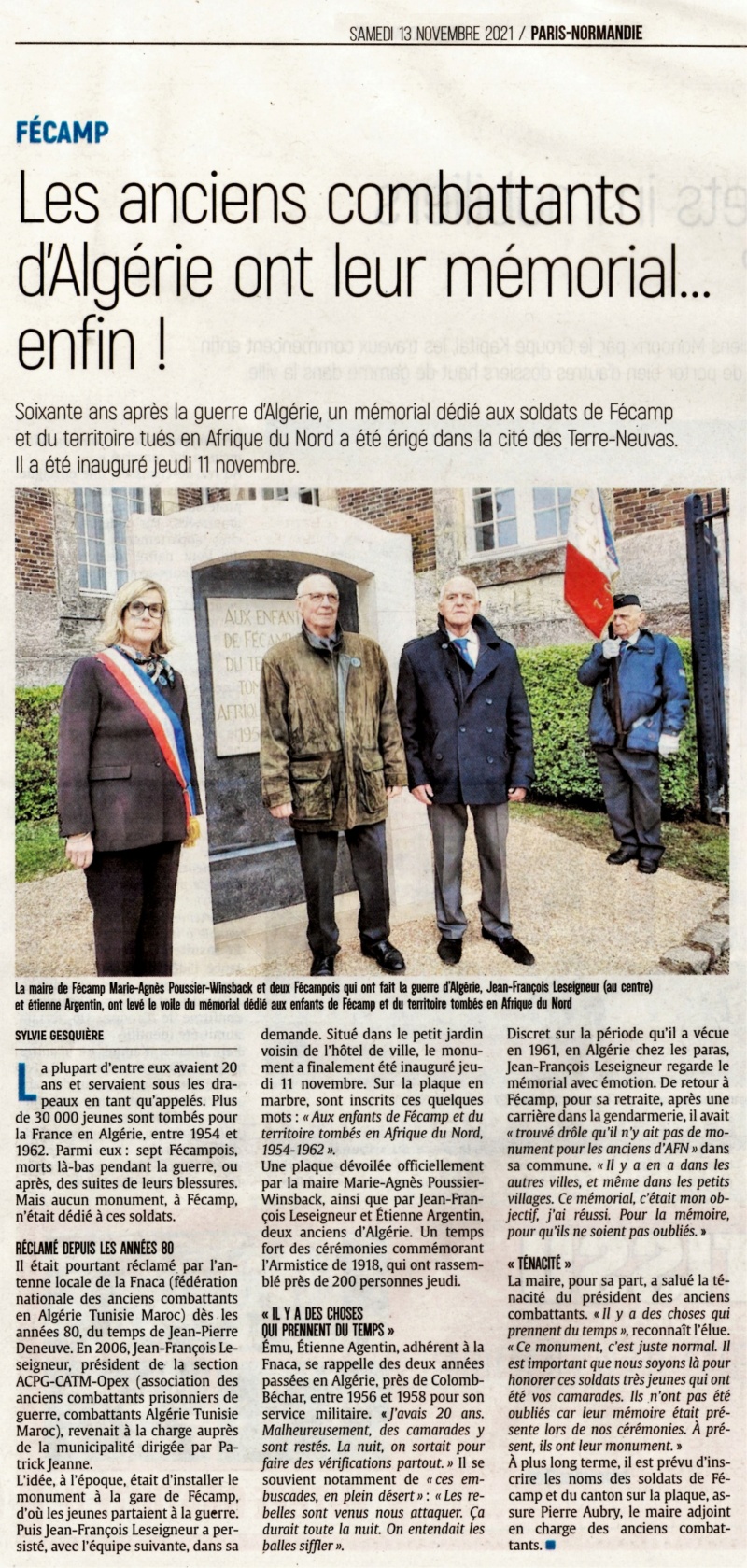 FECAMP - Fécamp - Les anciens combattants d'Algérie ont leur mémorial 2021-124
