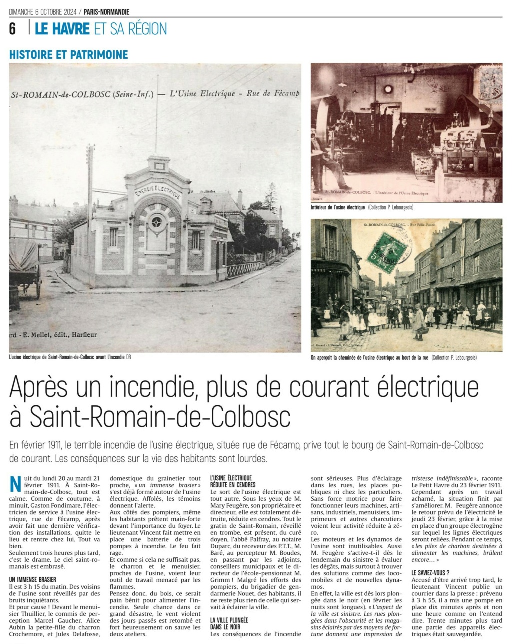 Après un incendie en 1911, plus de courant électrique à Saint-Romain-de-Colbosc 2024-158