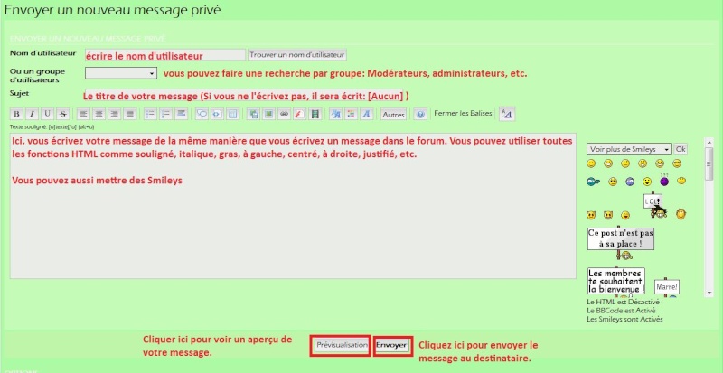 Comment faire ou envoyer un message privé - Messagerie Tutom014