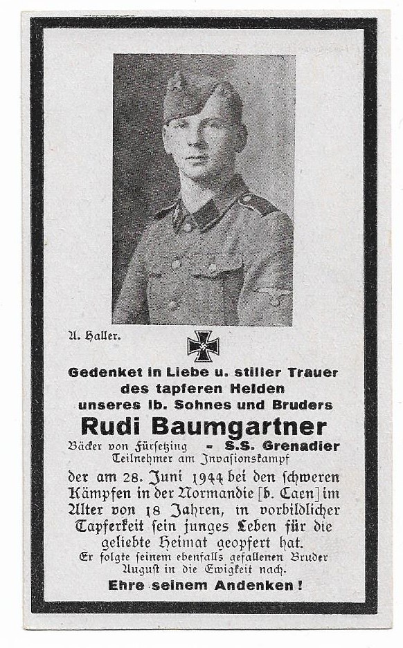 Sterbebild 12. SS-Panzer-Division « Hitlerjugend » Normandie Rudolf19