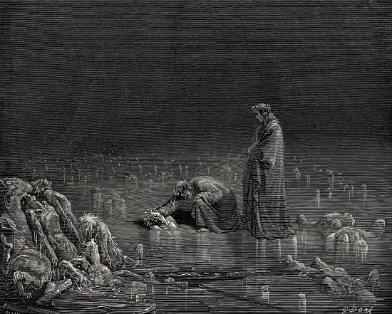 Dante habla con los traidores en el hielo -Canto XXXII-IPaul Gustave Doré. 13_dor10