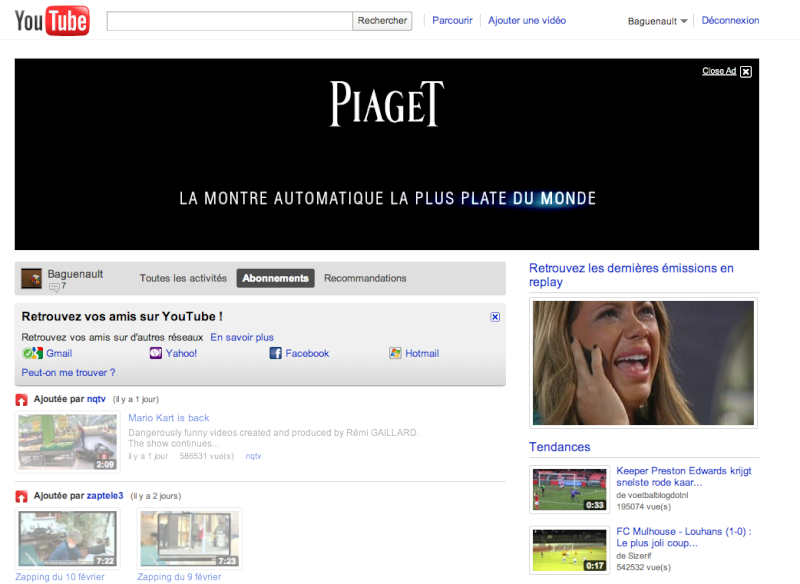 Piaget en une de Youtube Image_10