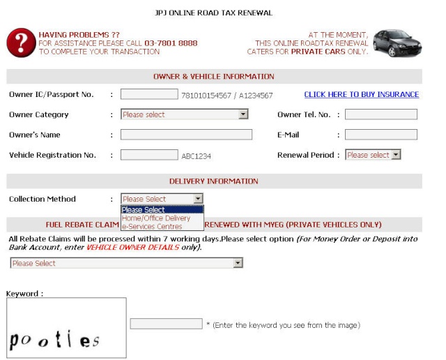 Renew Road Tax with MYeG Myeg210