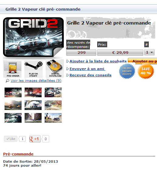 Grid 2 pré-commande a 30 euro clés pour STEAM Captur20