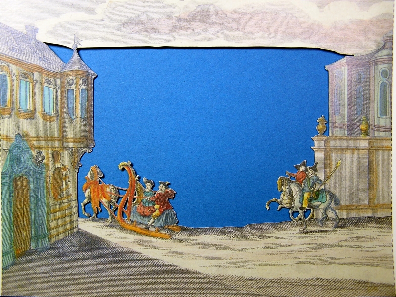 Historisches Guckkastenbild "... Schlittenfahrt bey Nacht" 1513