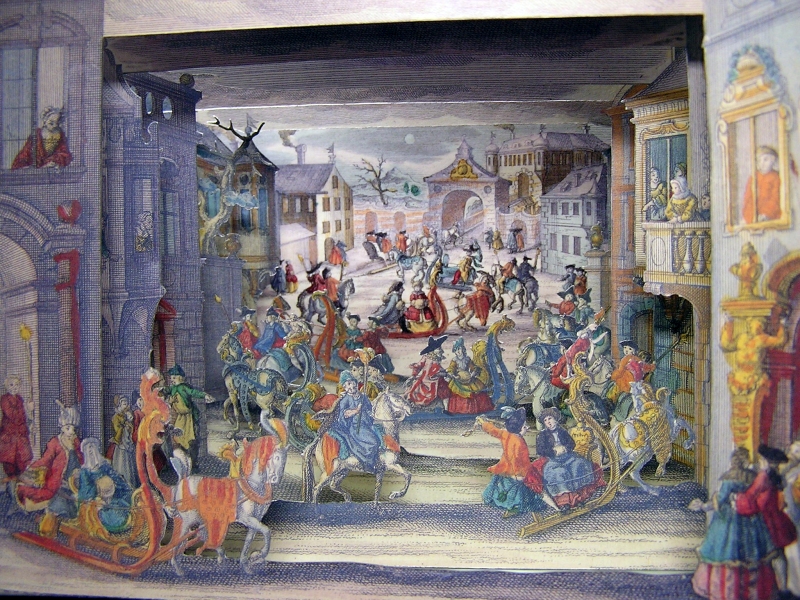 Historisches Guckkastenbild "... Schlittenfahrt bey Nacht" 4612