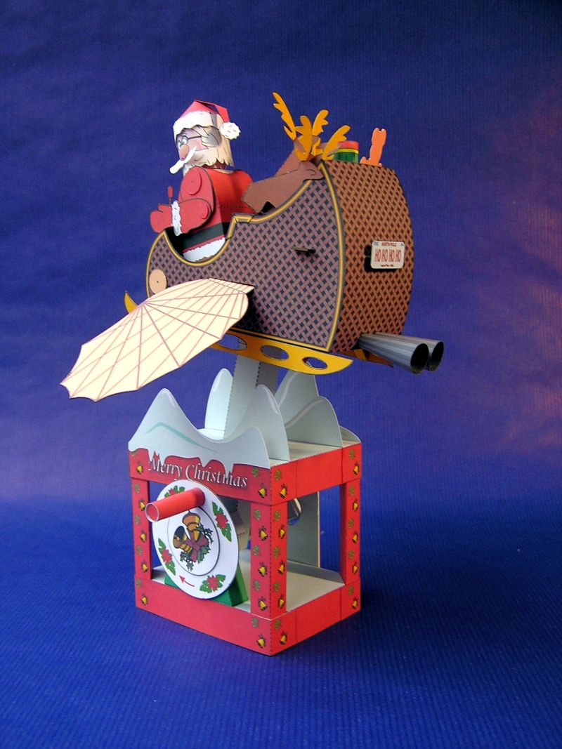 Kleine Weihnachtsbastelei - Kartonautomat Flying Santa von Paperpino 4811