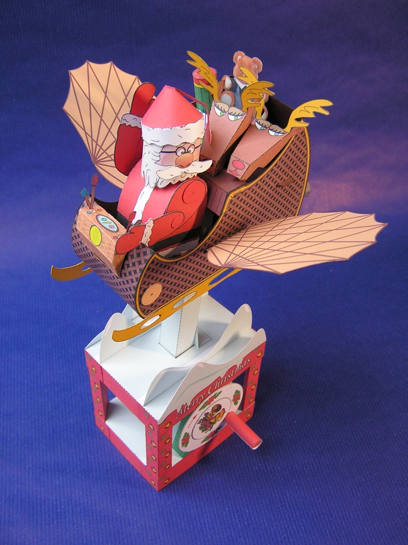 Kleine Weihnachtsbastelei - Kartonautomat Flying Santa von Paperpino 4911